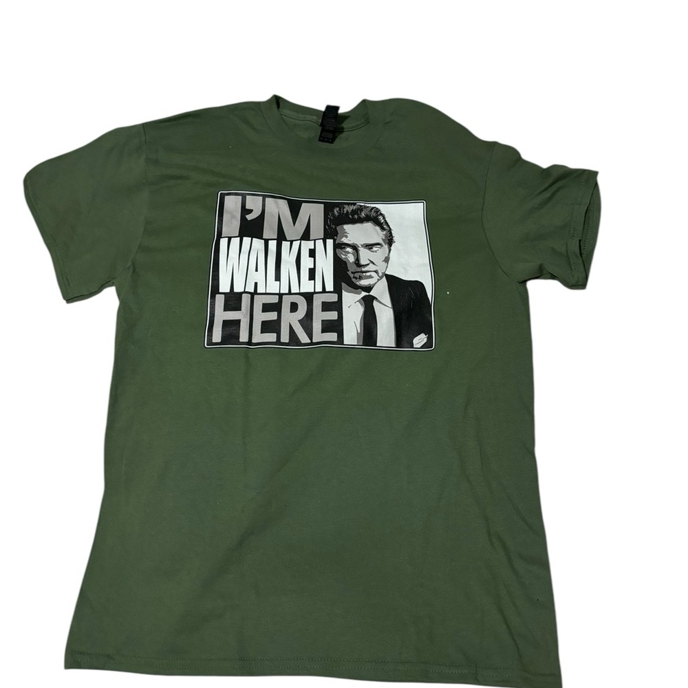 Im Walken Here green t shirt short sleeve size M heavy cotton